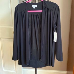 Sheer cascading black over top.